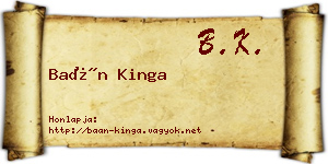Baán Kinga névjegykártya