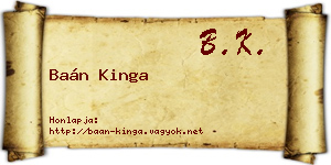 Baán Kinga névjegykártya